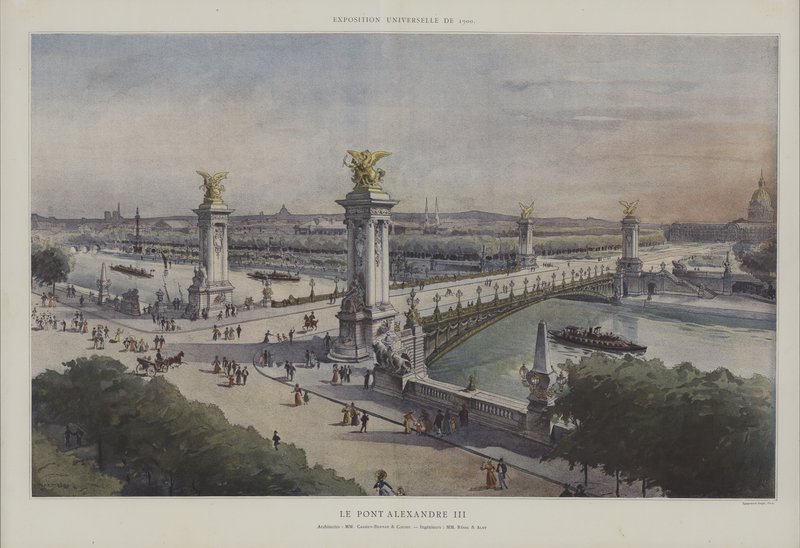 Pont Alexandre III, maailmanlaajuinen näyttely 1900, Pariisi (värilitho) tekijältä French School