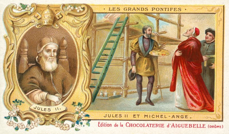 Paavi Julius II Michelangelon kanssa tekijältä French School
