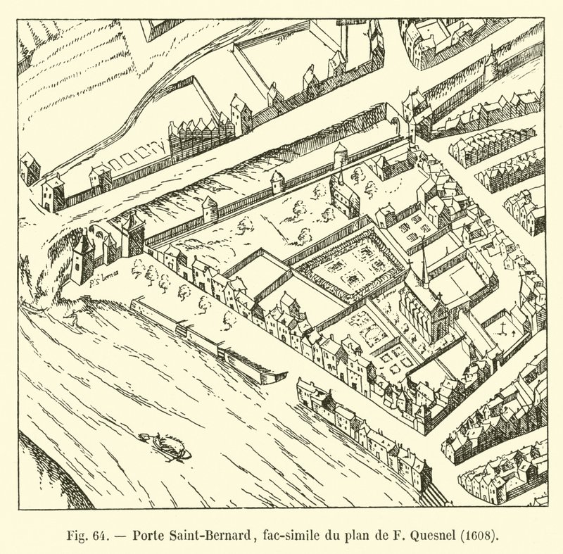 Porte Saint-Bernard, faksimile F Quesnelin suunnitelmasta, 1608 tekijältä French School