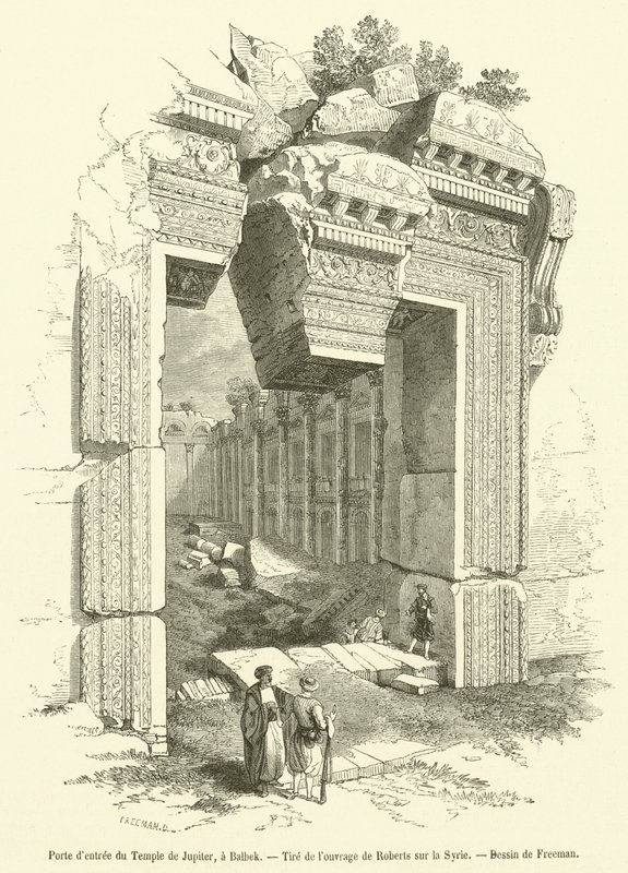 Jupiterin temppelin sisäänkäynti, Baalbek (kaiverrus) tekijältä French School