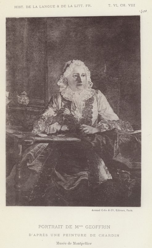 Mme Geoffrinin muotokuva (litho) tekijältä French School