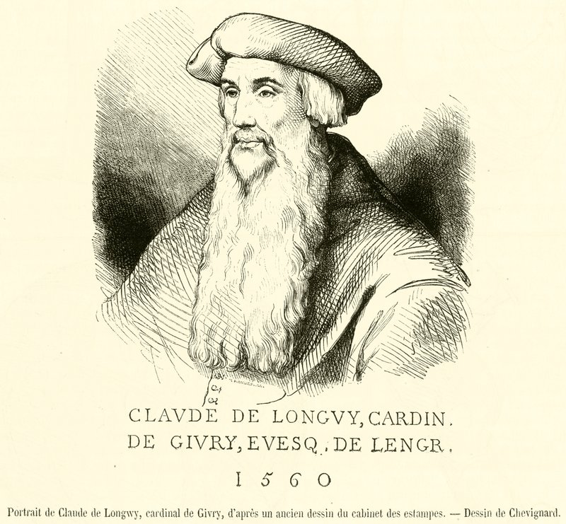 Givryn kardinaalin Claude de Longwyn muotokuva (kaiverrus) tekijältä French School