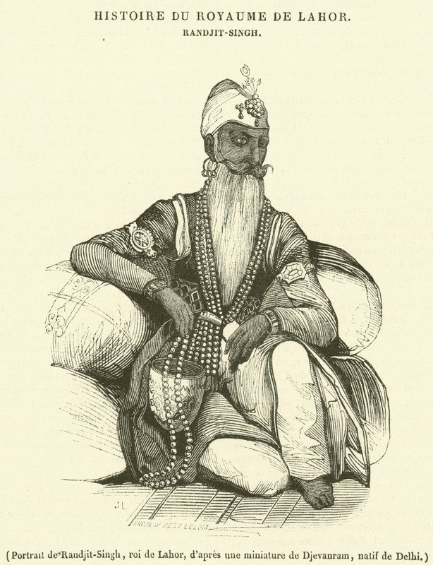 Randjit-Singhin muotokuva, roi de Lahor (kaiverrus) tekijältä French School