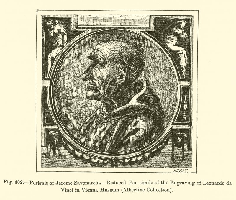 Jerome Savonarolan muotokuva (kaiverrus) tekijältä French School