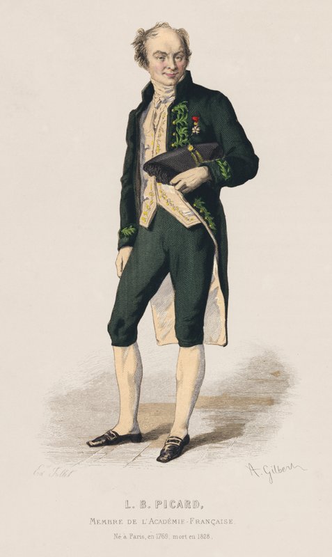 Muotokuva Louis Benoit Picardista, ranskalaisesta näytelmäkirjailijasta (värikaiverrus) tekijältä French School