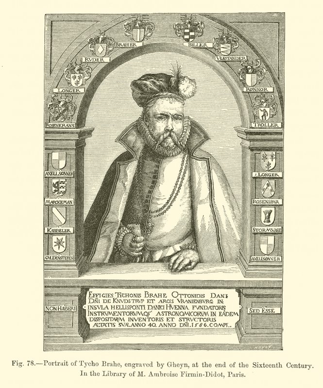 Tycho Brahen muotokuva, kaiverrus Gheyn, 1500-luvun lopussa (kaiverrus) tekijältä French School