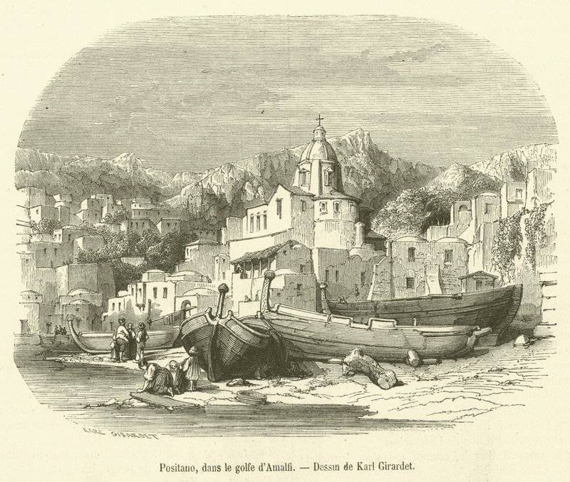 Positano, Amalfinlahdella (kaiverrus) tekijältä French School