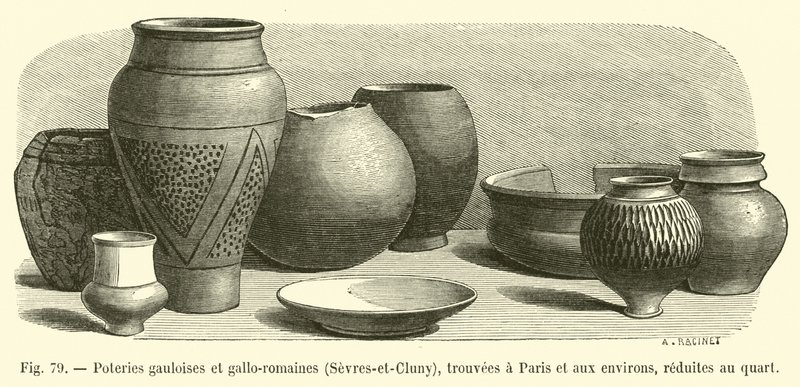 Gallialainen ja gallo-roomalainen keramiikka, Sevres-et-Cluny, löydetty Pariisista ja sen ympäristöstä, vähennetty neljäsosaan tekijältä French School