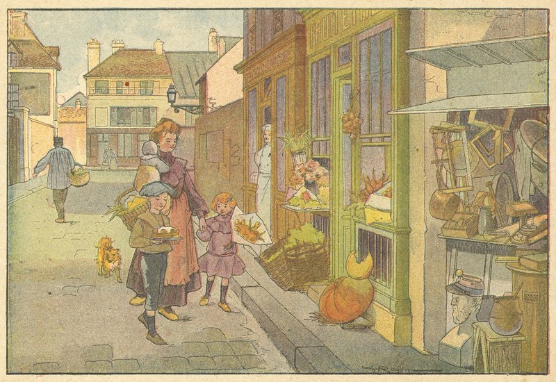 Juhlavalmistelut (väri litho) tekijältä French School