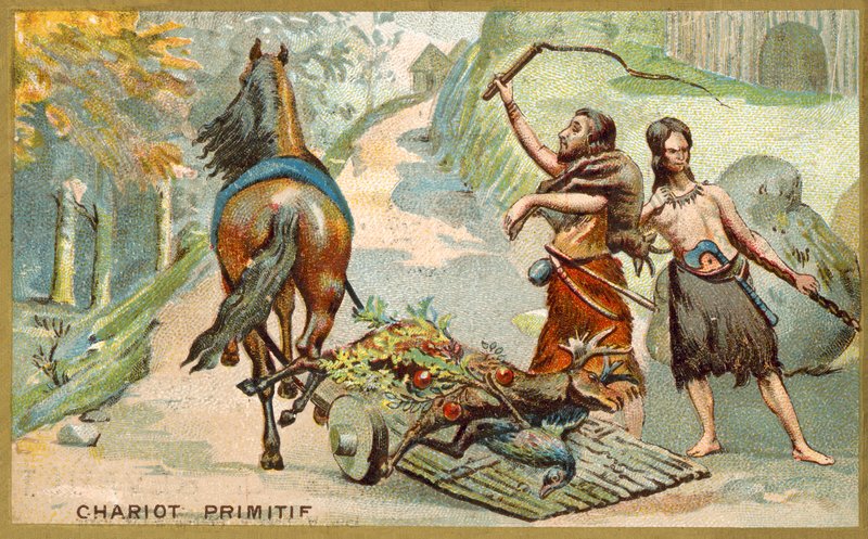 Primitiivinen vaunu (chromolitho) tekijältä French School