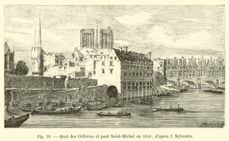 Quai des Orfevres ja Pont Saint-Michel vuonna 1650, I Sylvestren jälkeen tekijältä French School
