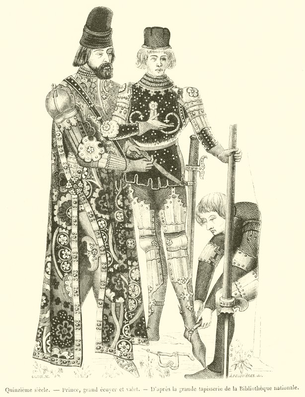 15th Century, Prince, Grand Esquire ja Valet (kaiverrus) tekijältä French School