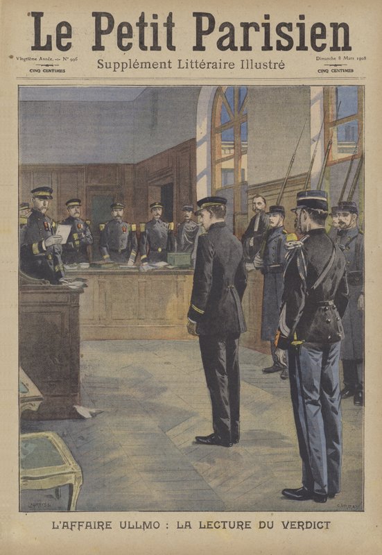Charles Benjamin Ullmon maanpetosoikeudenkäynnin tuomion lukeminen (värilitho) tekijältä French School