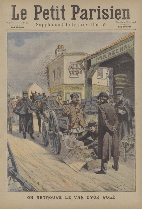 Varastetun Van Dyckin maalauksen talteenotto Belgiassa (värilitho) tekijältä French School