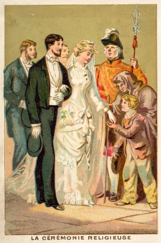 Uskonnollinen vihkimisseremonia (chromolitho) tekijältä French School