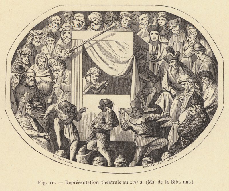 Teatteriesitys 1300-luvulla, Ms de la Bibl nat (kaiverrus) tekijältä French School