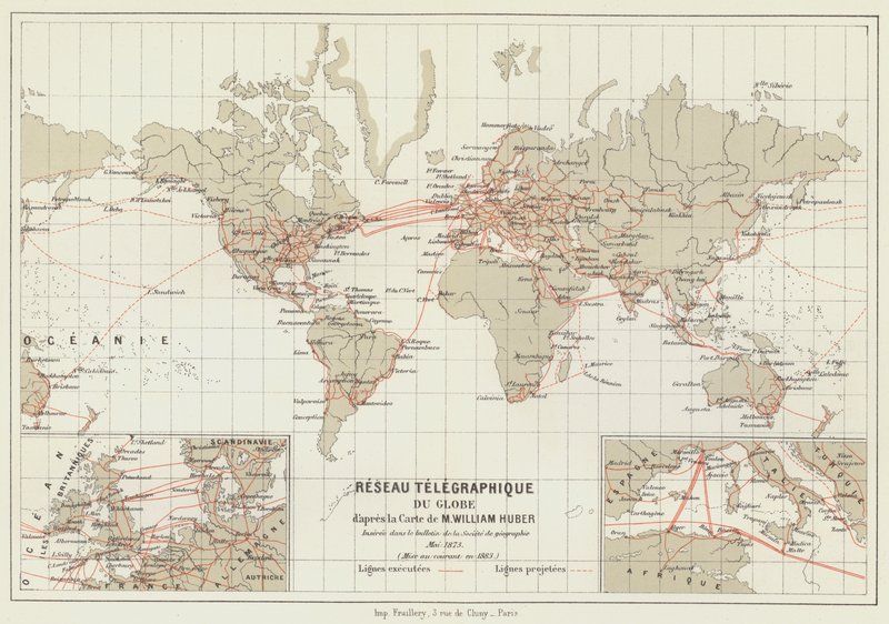 Globe Telegraph Network (väri litho) tekijältä French School