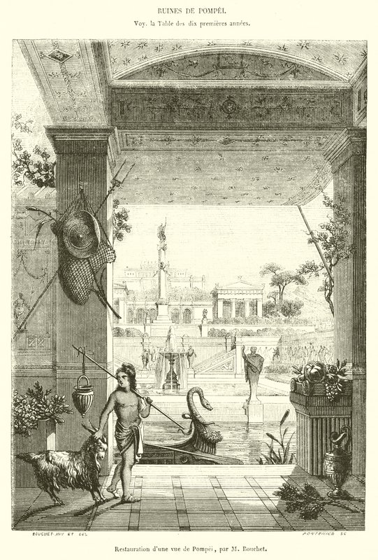 Pompejin näkymän entisöinti (kaiverrus) tekijältä French School