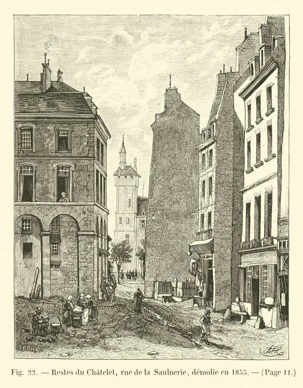 Chateletin rauniot, rue de la Saulnerie, purettiin vuonna 1855 tekijältä French School