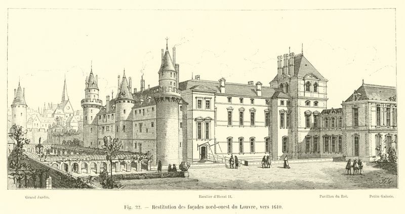 Louvren luoteisjulkisivujen jälleenrakennus, noin 1610 tekijältä French School