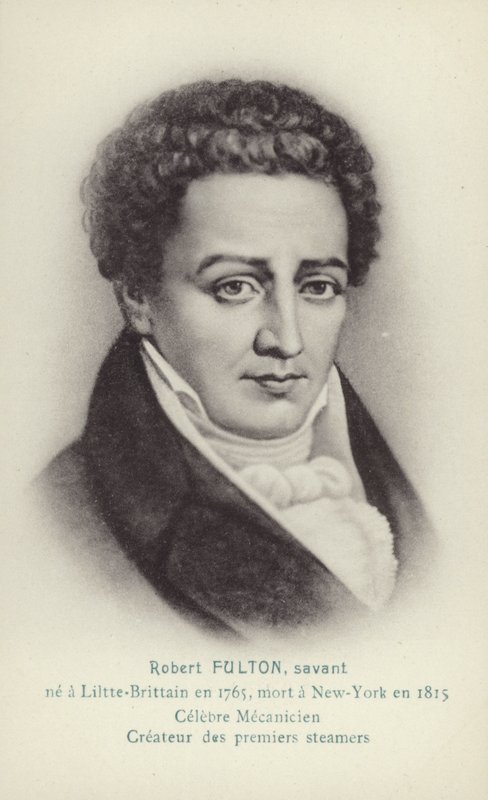 Robert Fulton (1765-1815), yhdysvaltalainen insinööri, keksijä ja höyrylaivan pioneeri (litografia) tekijältä French School