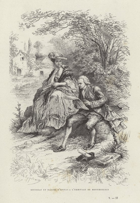 Rousseau ja Madame Depinay Ermitage de Montmorencyssa tekijältä French School
