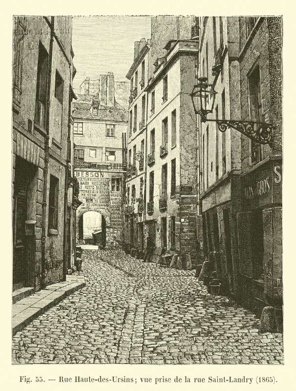 Rue Haute-des-Ursins; näkymä rue Saint-Landrylta, 1865 tekijältä French School