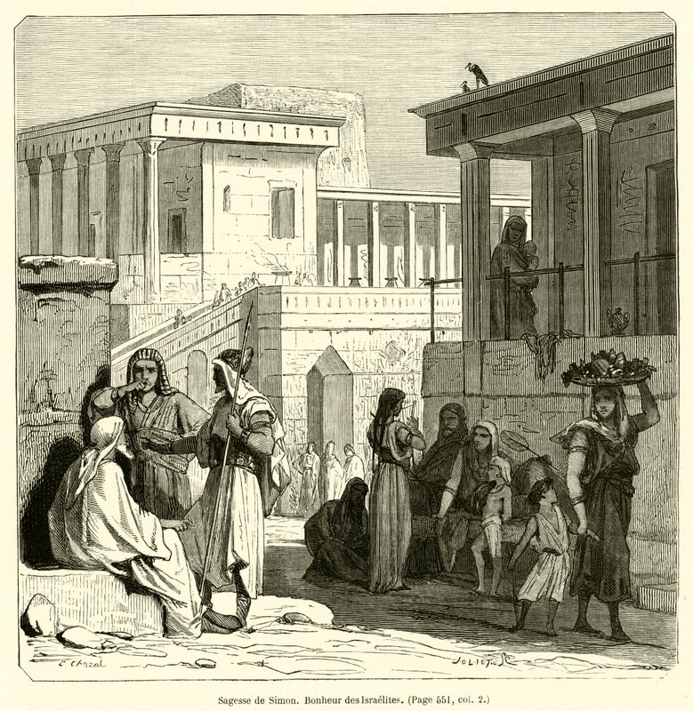 Simonin viisaus, israelilaisten onnellisuus (kaiverrus) tekijältä French School
