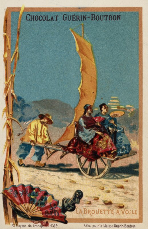 Purjekäyttöinen kottikärry (chromolitho) tekijältä French School