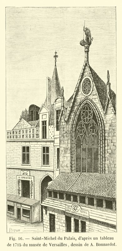 Saint-Michel du Palais, Versaillesin museossa vuodelta 1715 tehdyn maalauksen jälkeen, piirustus A Bonnardot tekijältä French School