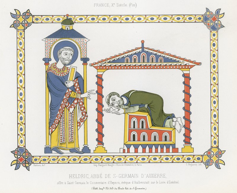 Saint Germain ja Heldric Saint-Germain dAuxerren luostarissa tekijältä French School