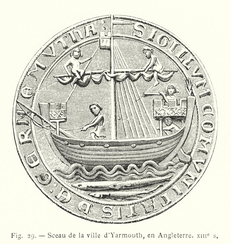 Yarmouthin kaupungin sinetti, Englanti, 1200-luku (kaiverrus) tekijältä French School