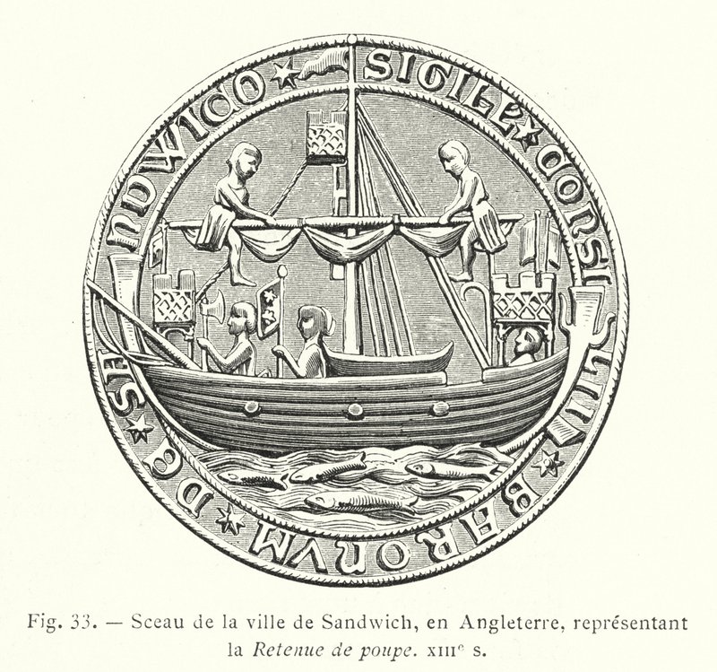Sandwichin kaupungin sinetti Englannissa, joka kuvaa Stern Retentionia, 1200-luku (kaiverrus) tekijältä French School