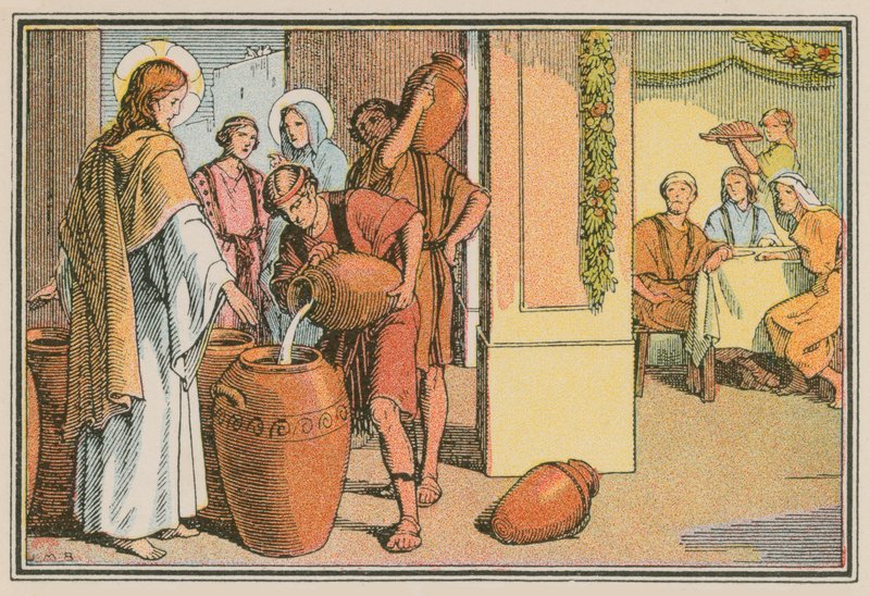 Kohtaus Jeesuksen elämästä (värillinen kaiverrus) tekijältä French School