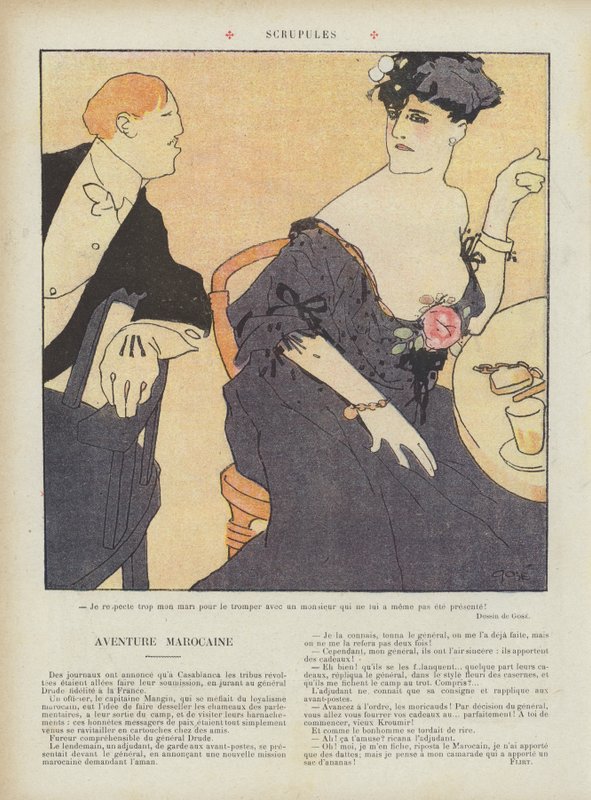 Tuhoilua. Kuvitus Le Rirelle (väri litho) tekijältä French School