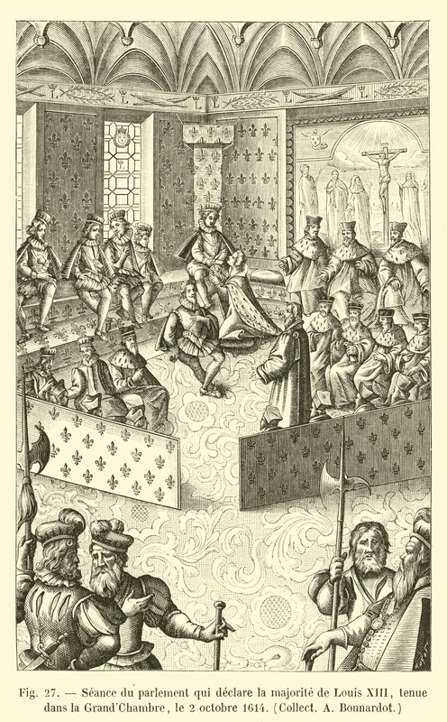 Ludvig XIII:n enemmistön julistava parlamenttiistunto, joka pidettiin suuressa salissa 2. lokakuuta 1614, kerätä Bonnardot tekijältä French School