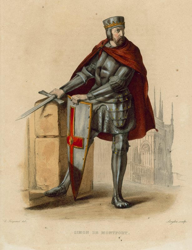 Simon de Montfort (värillinen kaiverrus) tekijältä French School