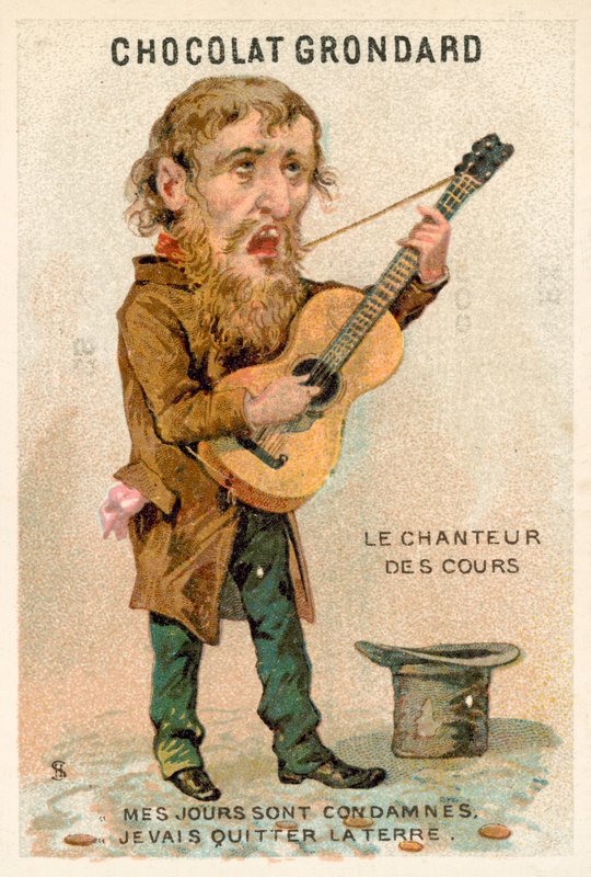 Laulaja (chromolitho) tekijältä French School