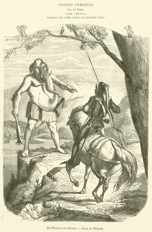 Sire Thopas et isire Oliphant (kaiverrus) tekijältä French School