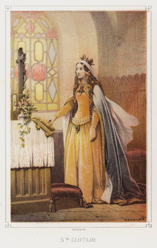 St Clotilde, frankkien kuningatar (väri litho) tekijältä French School