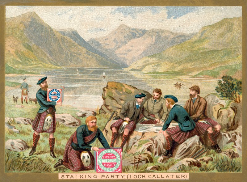 Stalking party, Loch Callater, Skotlanti (chromolitho) tekijältä French School