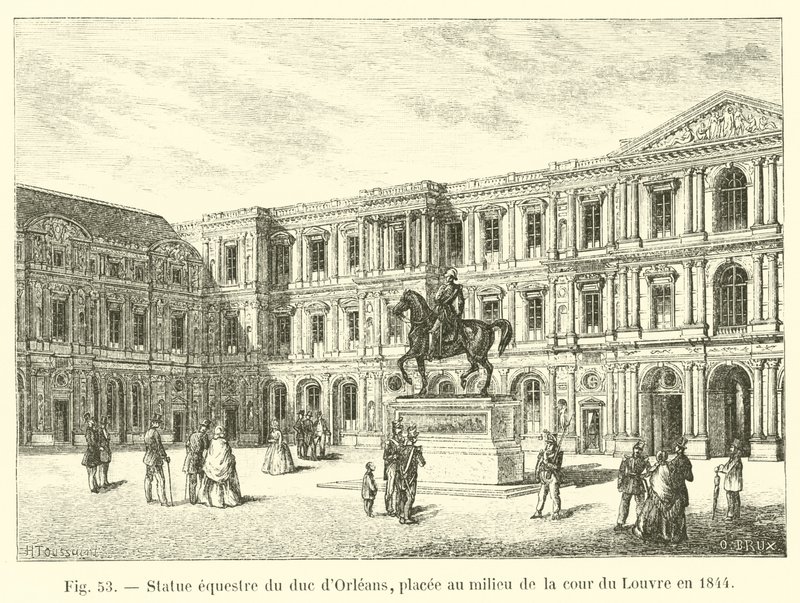 Orleansin herttuan ratsastuspatsas, joka sijoitettiin keskelle Louvren pihaa vuonna 1844 tekijältä French School