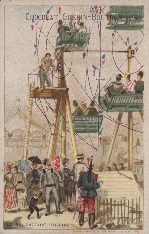 Keinuajelu tivolissa (chromolitho) tekijältä French School