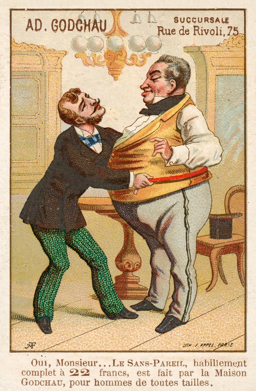 Räätälöi lihavan asiakkaan mittaaminen (chromolitho) tekijältä French School