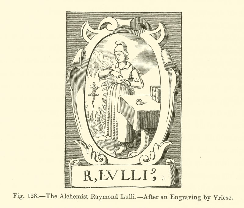 Alkemisti Raymond Lulli (kaiverrus) tekijältä French School