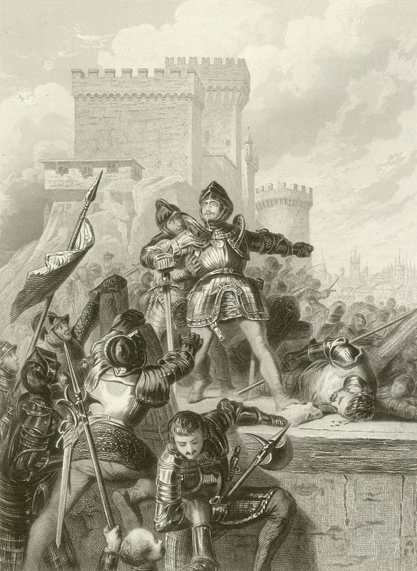 Chevalier Bayard haavoittui Brescian piirityksessä vuonna 1512 tekijältä French School
