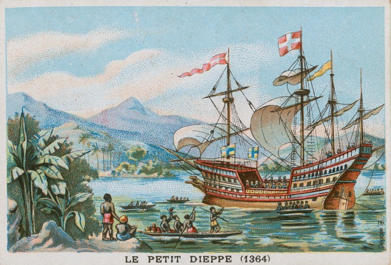 Ranskalainen alus Petit Dieppe Länsi-Afrikan edustalla, 1364 tekijältä French School