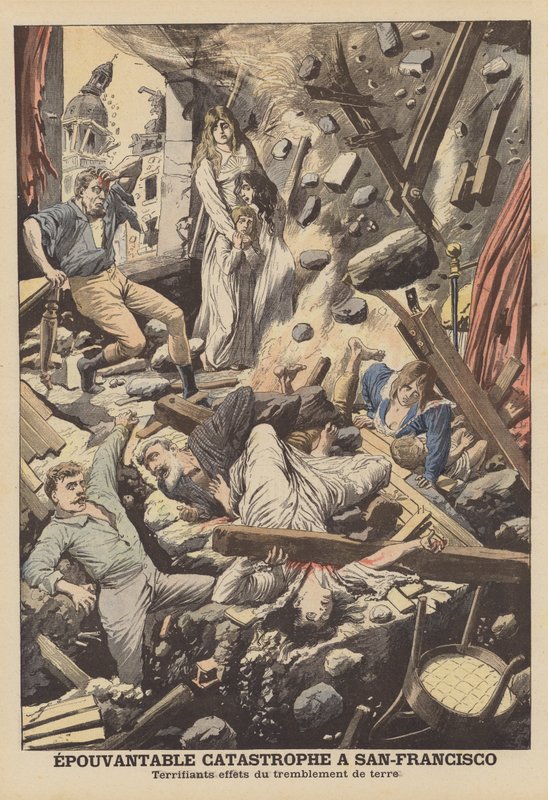 San Franciscon maanjäristys 1906 (väri litho) tekijältä French School