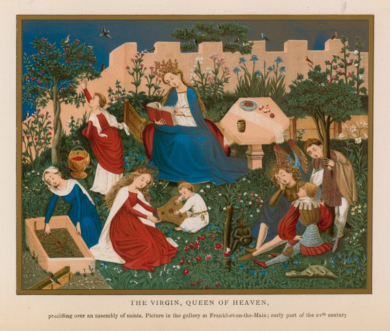 Neitsyt, taivaan kuningatar (chromolitho) tekijältä French School