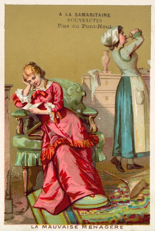 Huono taloudenhoitaja (chromolitho) tekijältä French School